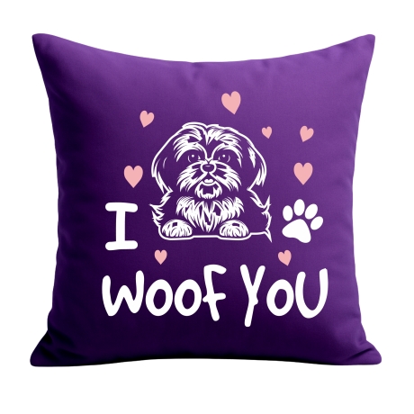 Kissen 40x40 cm bedruckt mit I WOOF YOU