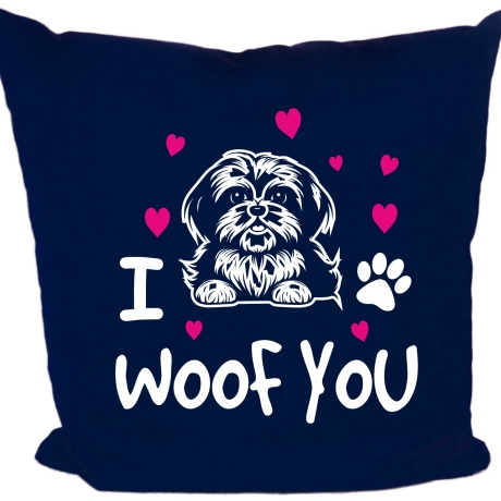 Kissen 40x40 cm bedruckt mit I WOOF YOU
