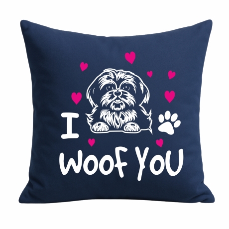 Kissen 40x40 cm bedruckt mit I WOOF YOU