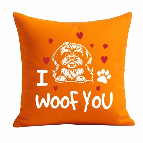 Kissen 40x40 cm bedruckt mit I WOOF YOU