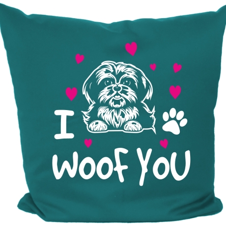 Kissen 40x40 cm bedruckt mit I WOOF YOU