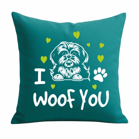 Kissen 40x40 cm bedruckt mit I WOOF YOU