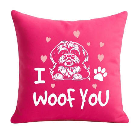 Kissen 40x40 cm bedruckt mit I WOOF YOU