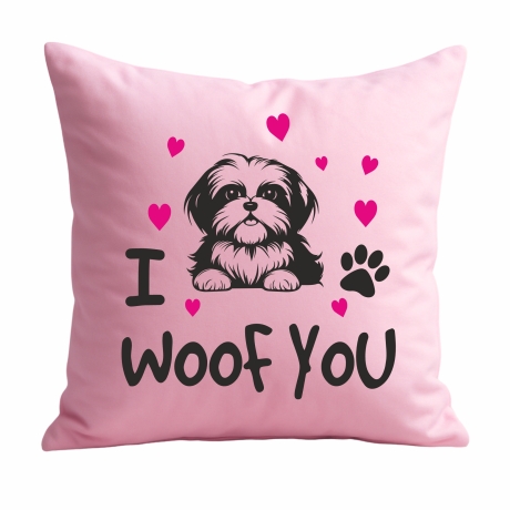 Kissen 40x40 cm bedruckt mit I WOOF YOU