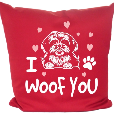 Kissen 40x40 cm bedruckt mit I WOOF YOU