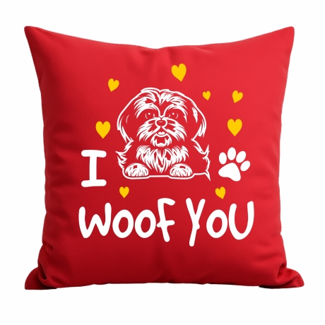 Kissen 40x40 cm bedruckt mit I WOOF YOU