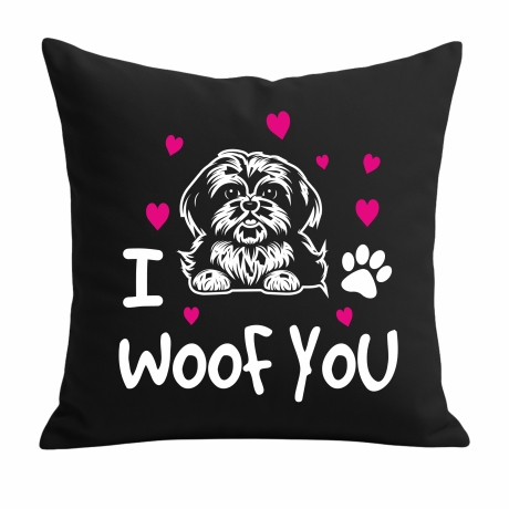 Kissen 40x40 cm bedruckt mit I WOOF YOU