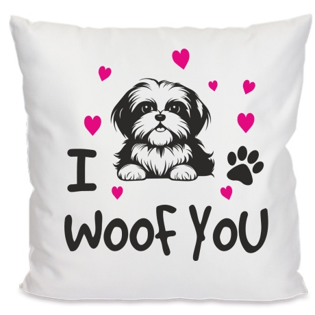 Kissen 40x40 cm bedruckt mit I WOOF YOU