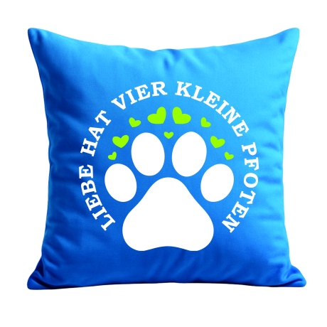 Kissen 40x40 cm bedruckt mit LIEBE HAT VIER KLEINE PFOTEN