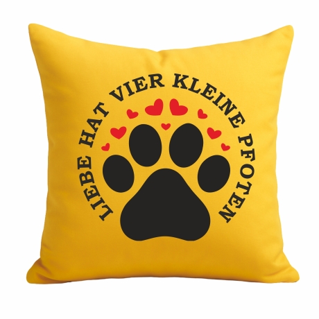 Kissen 40x40 cm bedruckt mit LIEBE HAT VIER KLEINE PFOTEN