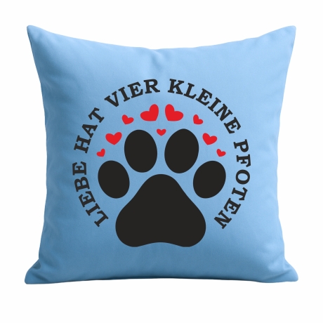 Kissen 40x40 cm bedruckt mit LIEBE HAT VIER KLEINE PFOTEN