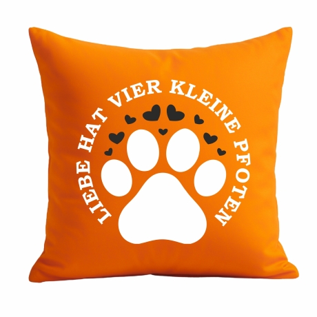 Kissen 40x40 cm bedruckt mit LIEBE HAT VIER KLEINE PFOTEN