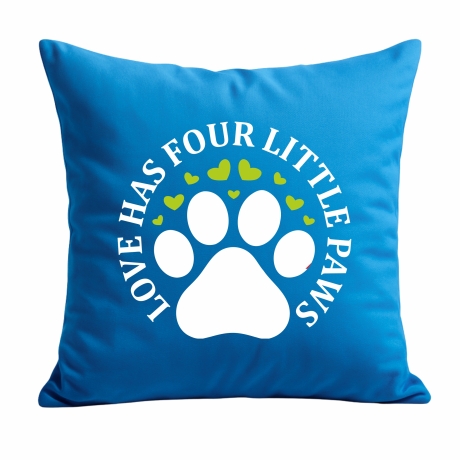 Kissen 40x40 cm bedruckt mit LOVE HAS FOUR LITTLE PAWS