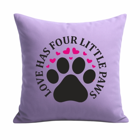 Kissen 40x40 cm bedruckt mit LOVE HAS FOUR LITTLE PAWS