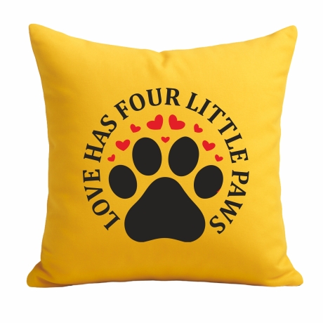 Kissen 40x40 cm bedruckt mit LOVE HAS FOUR LITTLE PAWS