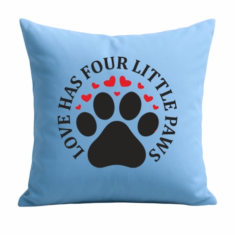 Kissen 40x40 cm bedruckt mit LOVE HAS FOUR LITTLE PAWS