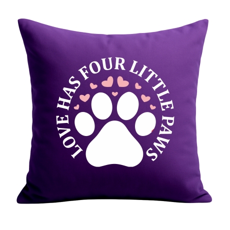 Kissen 40x40 cm bedruckt mit LOVE HAS FOUR LITTLE PAWS