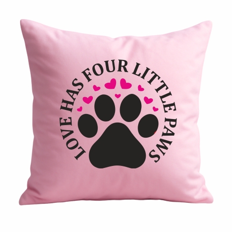 Kissen 40x40 cm bedruckt mit LOVE HAS FOUR LITTLE PAWS