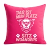 Kissen 40x40 cm bedruckt mit DAS IST MEIN PLATZ SITZ WOANDERS