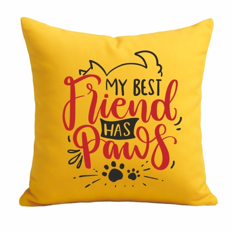 Kissen 40x40 cm bedruckt mit MY BEST FRIEND HAS PAWS
