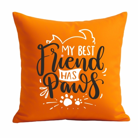 Kissen 40x40 cm bedruckt mit MY BEST FRIEND HAS PAWS