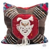 Künstlerischer UPCYCLING Kissenbezug 40x40 mit Makramee-Eule
