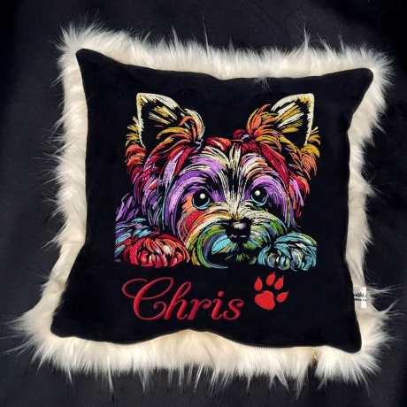Neu Stickdatei Yorkshire Terrier Bubbles realistisch