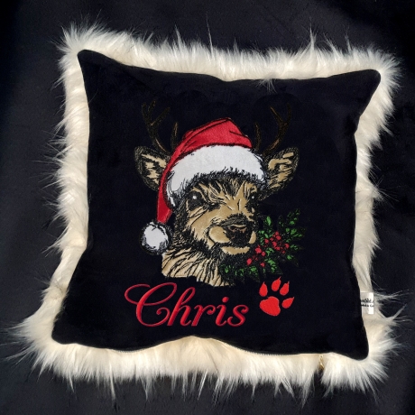NEU Stickdatei Hirsch mit Weihnachtsmütze Blade