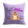 Kissen 40x40 cm SWEET EULE personalisiert mit Geburtsdaten/Name