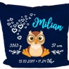 Kissen 40x40 cm SWEET EULE personalisiert mit Geburtsdaten/Name
