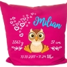 Kissen 40x40 cm SWEET EULE personalisiert mit Geburtsdaten/Name