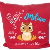 Kissen 40x40 cm SWEET EULE personalisiert mit Geburtsdaten/Name