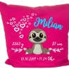 Kissen 40x40 cm SWEET FAULTIER personalisiert mit Geburtsdaten