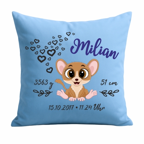 Kissen 40x40 cm SWEET MAUS personalisiert mit Geburtsdaten