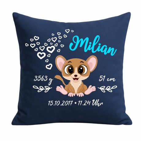 Kissen 40x40 cm SWEET MAUS personalisiert mit Geburtsdaten
