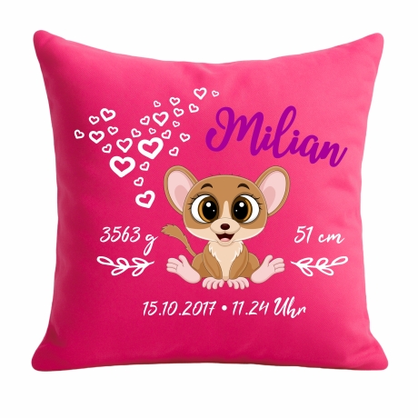 Kissen 40x40 cm SWEET MAUS personalisiert mit Geburtsdaten