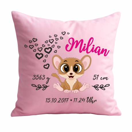 Kissen 40x40 cm SWEET MAUS personalisiert mit Geburtsdaten