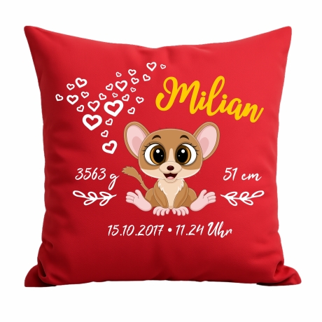 Kissen 40x40 cm SWEET MAUS personalisiert mit Geburtsdaten