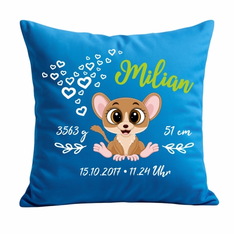 Kissen 40x40 cm SWEET MAUS personalisiert mit Geburtsdaten