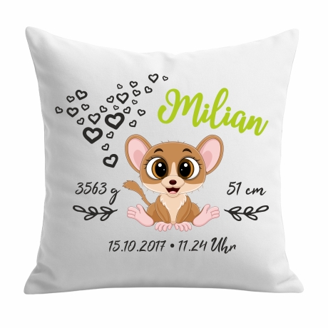 Kissen 40x40 cm SWEET MAUS personalisiert mit Geburtsdaten
