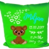 Kissen 40x40 cm SWEET BÄR personalisiert mit Geburtsdaten/Name