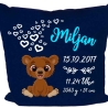 Kissen 40x40 cm SWEET BÄR personalisiert mit Geburtsdaten/Name