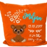 Kissen 40x40 cm SWEET BÄR personalisiert mit Geburtsdaten/Name