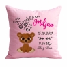 Kissen 40x40 cm SWEET BÄR personalisiert mit Geburtsdaten/Name
