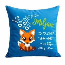 Kissen 40x40 cm SWEET FUCHS personalisiert mit Geburtsdaten