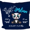 Kissen 40x40 cm SWEET PANDA personalisiert mit Geburtsdaten