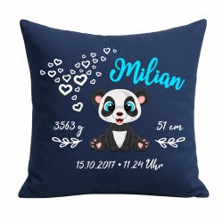 Kissen 40x40 cm SWEET PANDA personalisiert mit Geburtsdaten