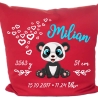 Kissen 40x40 cm SWEET PANDA personalisiert mit Geburtsdaten