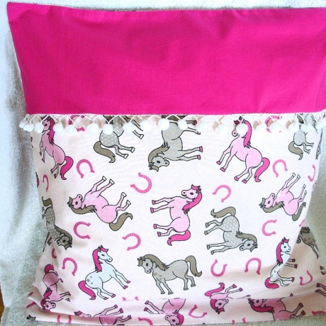 Kissenhülle für Kinder Pferdchen in rosa von Hobbyhaus