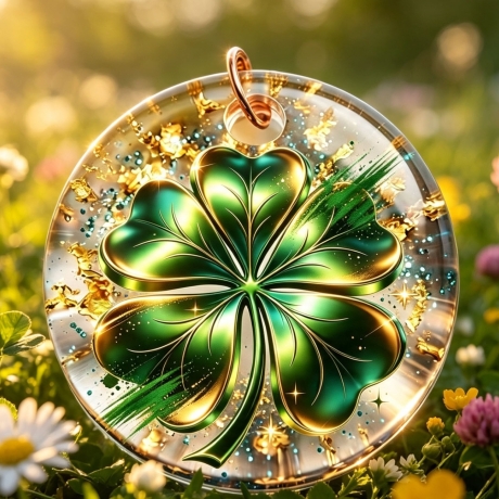 Glück bei Tag, Leuchten bei Nacht Kleeblatt-Amulett handgefertigt